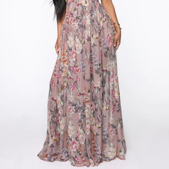 Mauve Floral Maxi Dress - Picture 3 of 6